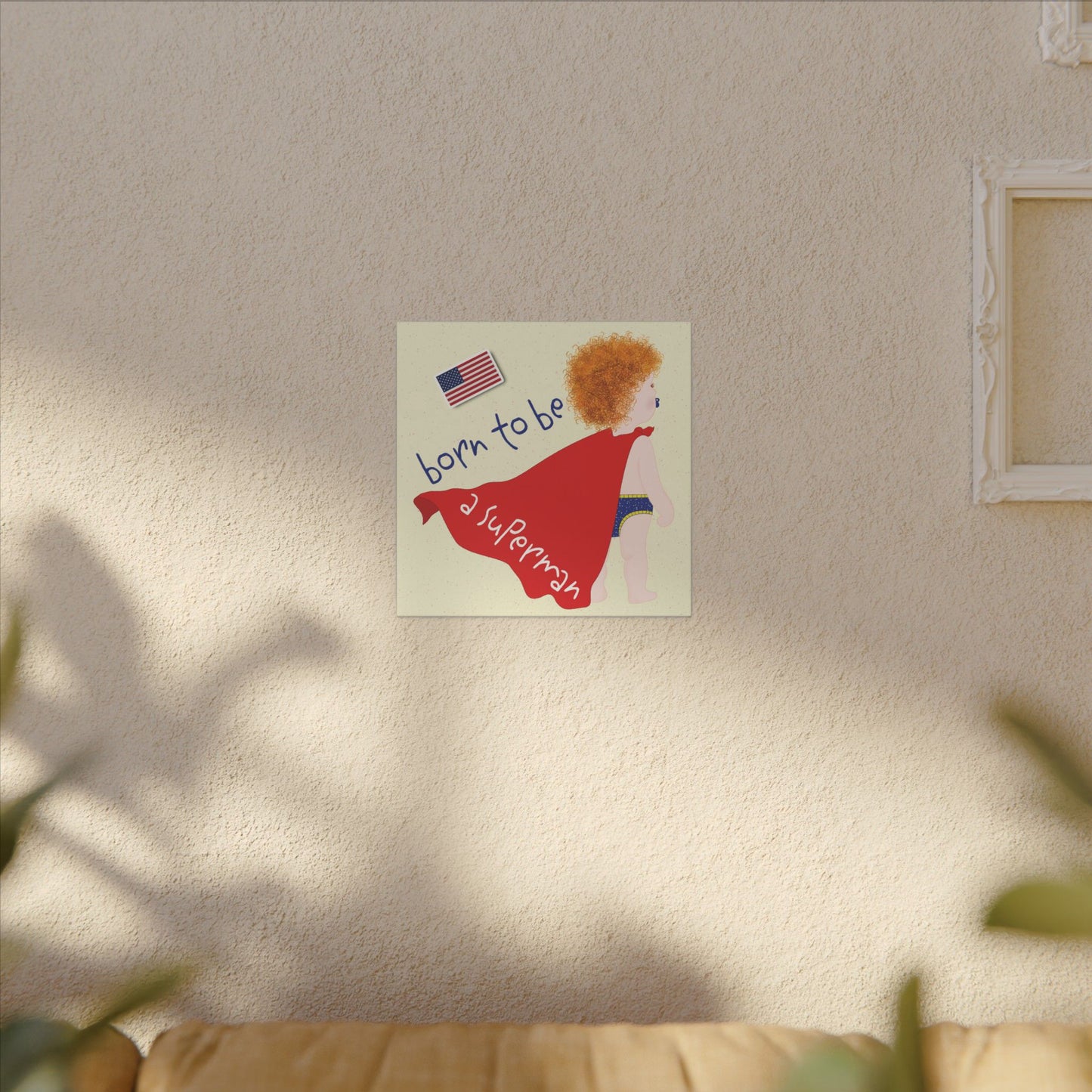 Blonde Superman Baby Canvas | Funny Baby Room Decor USA