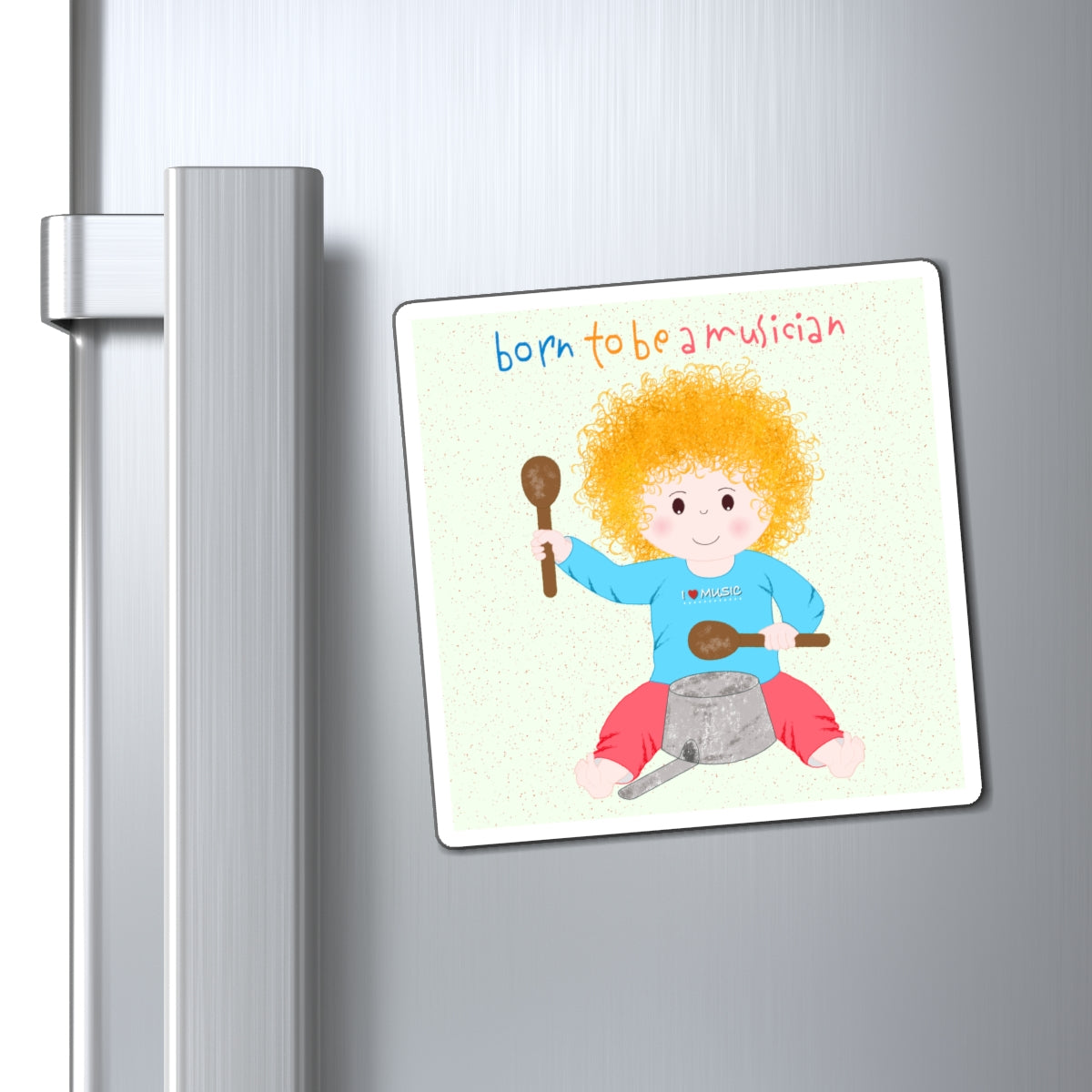 Funny Musician Baby Fridge Magnet (Blonde) | Kitchen Decor USA