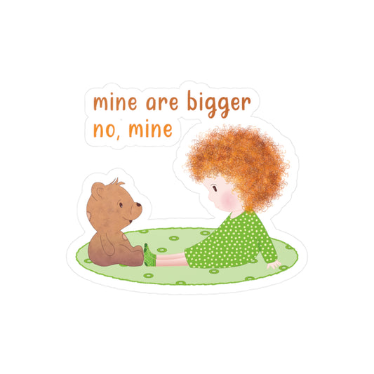 Funny Baby Vinyl Wall Decal – Mine Are Bigger (Blonde) | Nursery Wall Decor USA