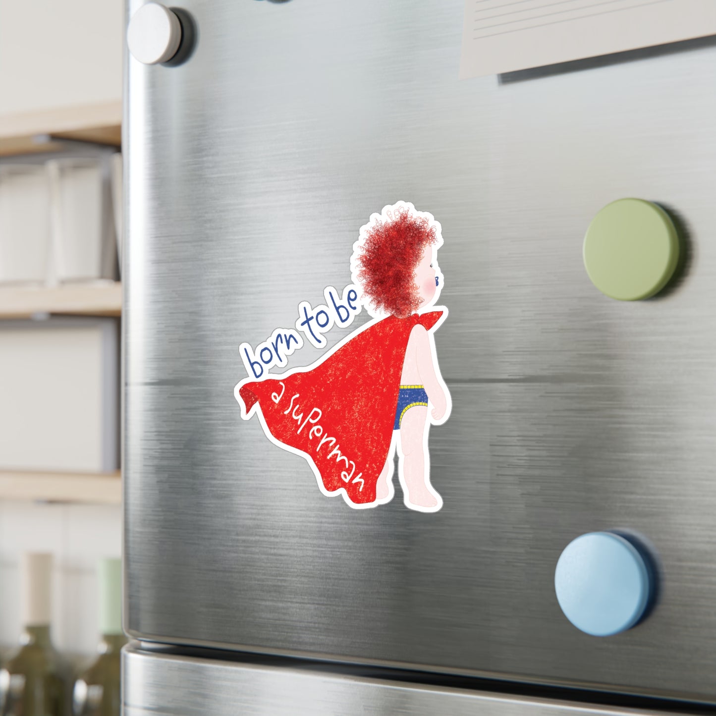 Funny Redhead Superhero Vinyl Wall Decal – Born to Be a Superman | Nursery Wall Sticker for Ginger Baby Rooms