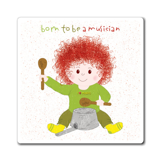 Funny Redhead Baby Musician Magnet – Born to Be a Musician | Hilarious Baby Shower Gift for Music-Loving Parents