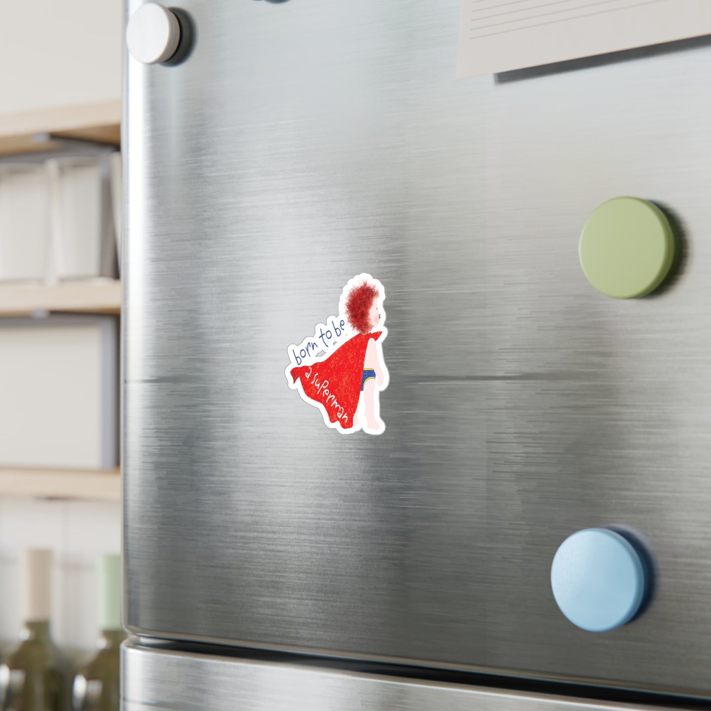 Funny Redhead Superhero Vinyl Wall Decal – Born to Be a Superman | Nursery Wall Sticker for Ginger Baby Rooms