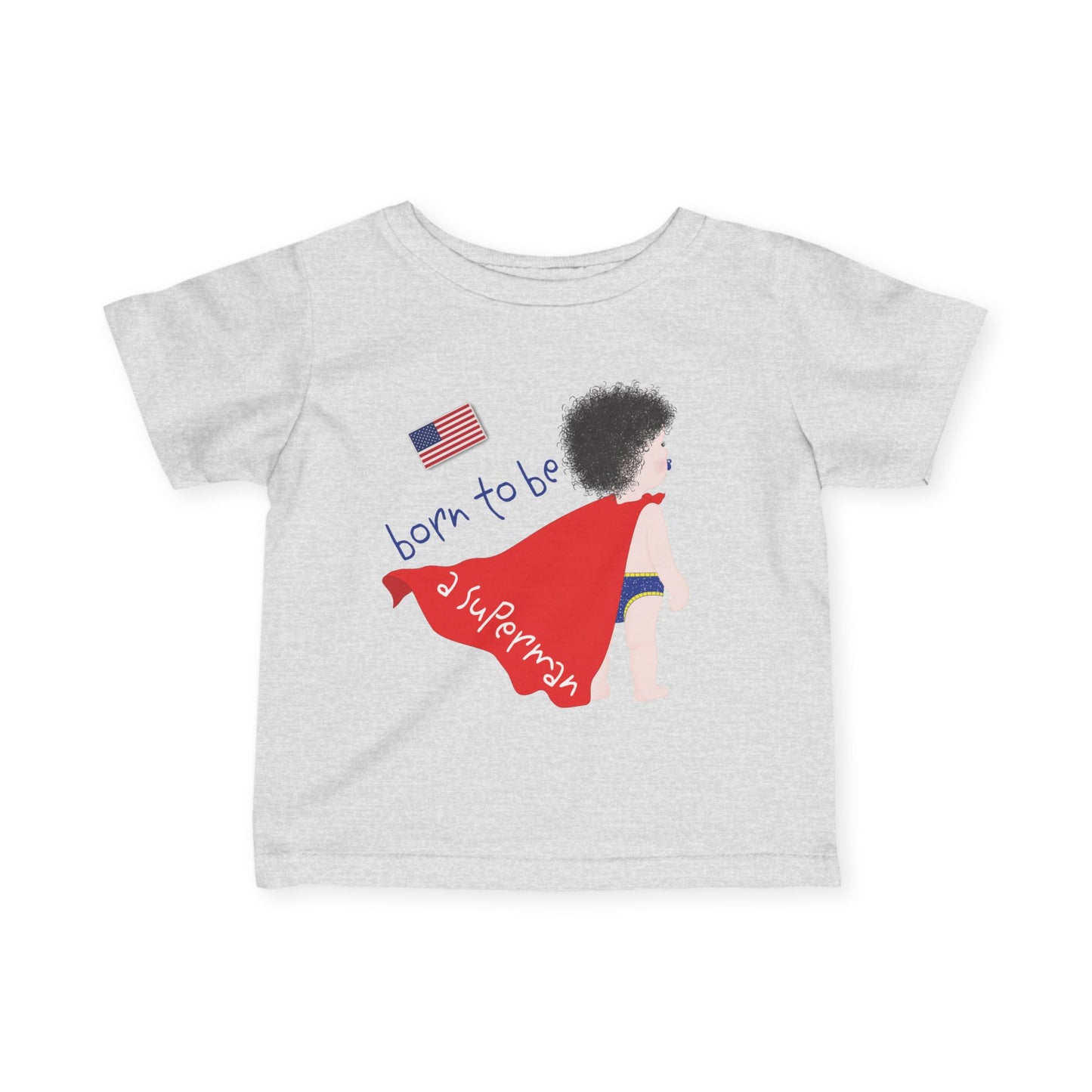 Funny Superman Baby Tee (Dark-Haired)
