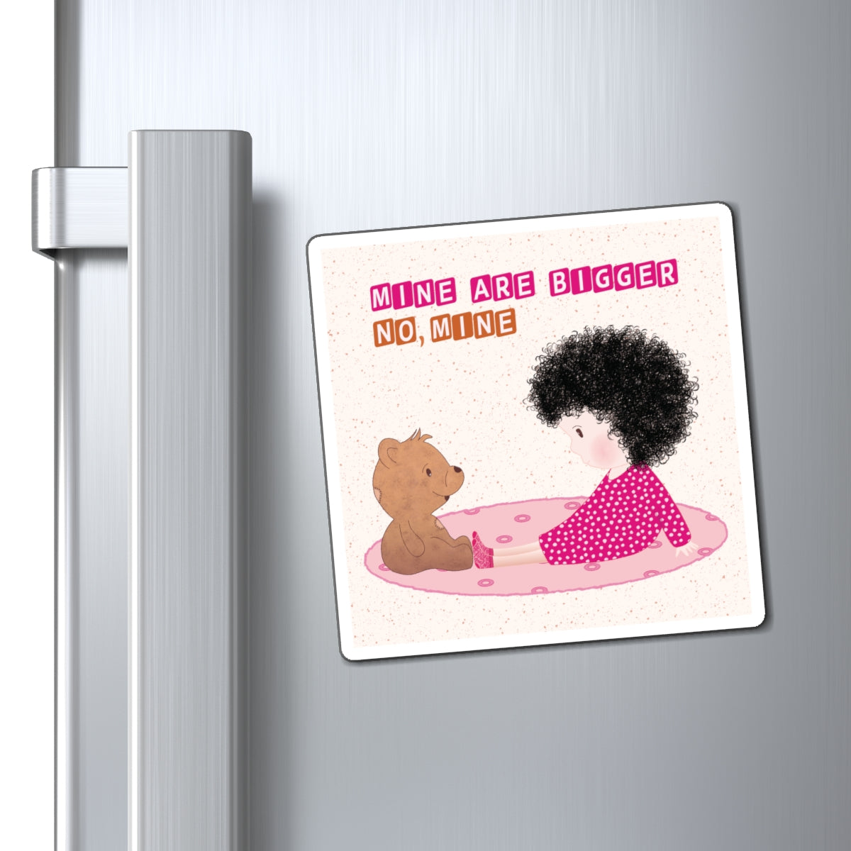 Funny Baby Fridge Magnet – Mine Are Bigger (Dark-Haired) | Kitchen Decor USA