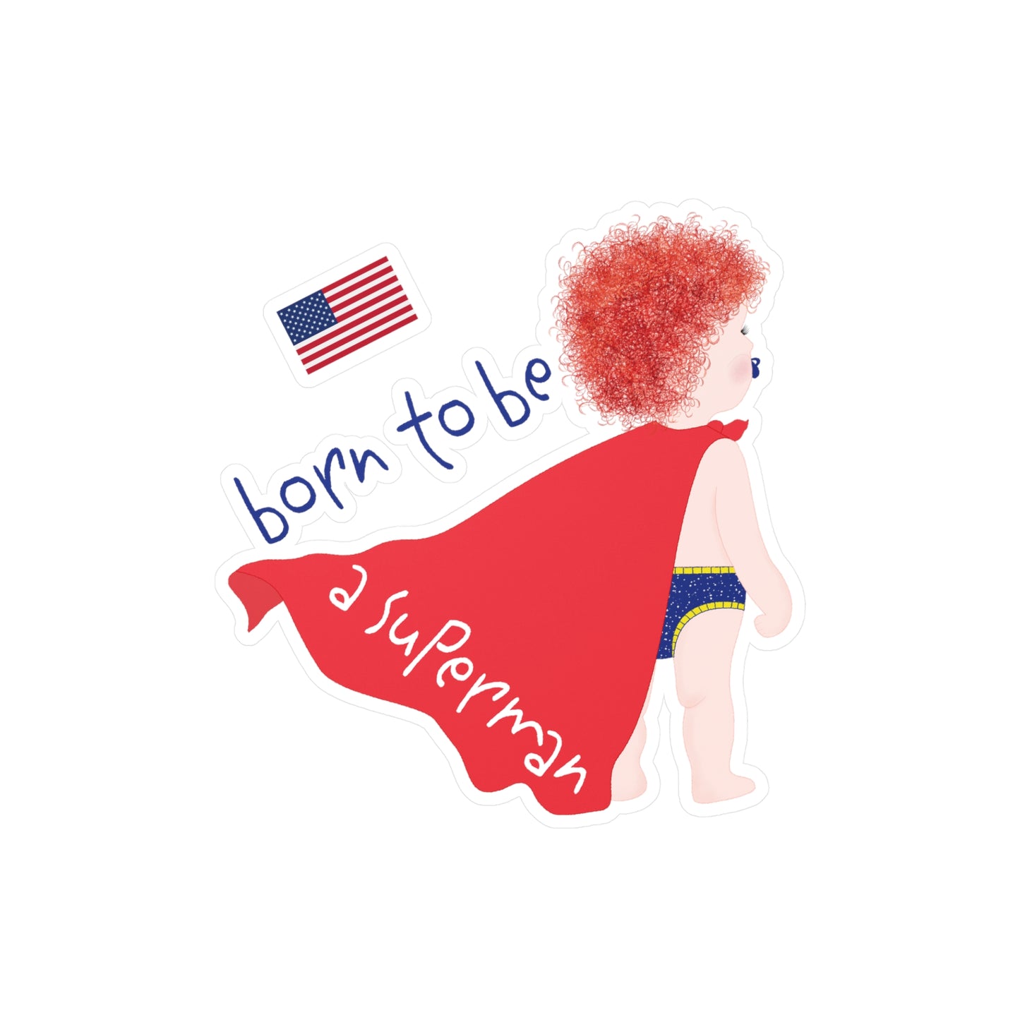 Funny Redhead Superman Wall Decal – Nursery Vinyl Decor | Baby Boy Room Gift USA