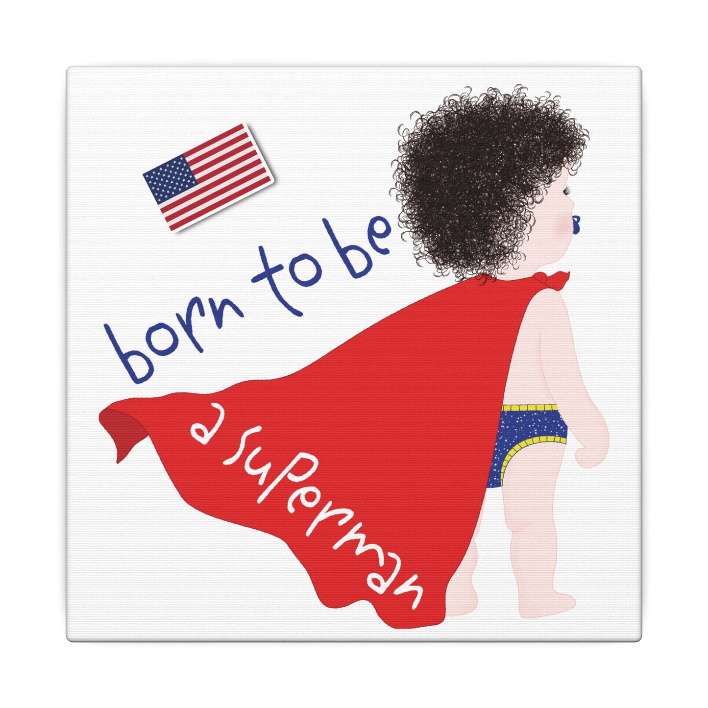 Funny Superhero Nursery Canvas – Born to Be a Superman Wall Art | Baby Room Decor & Gift for New Parents