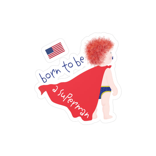 Funny Redhead Superman Wall Decal – Nursery Vinyl Decor | Baby Boy Room Gift USA