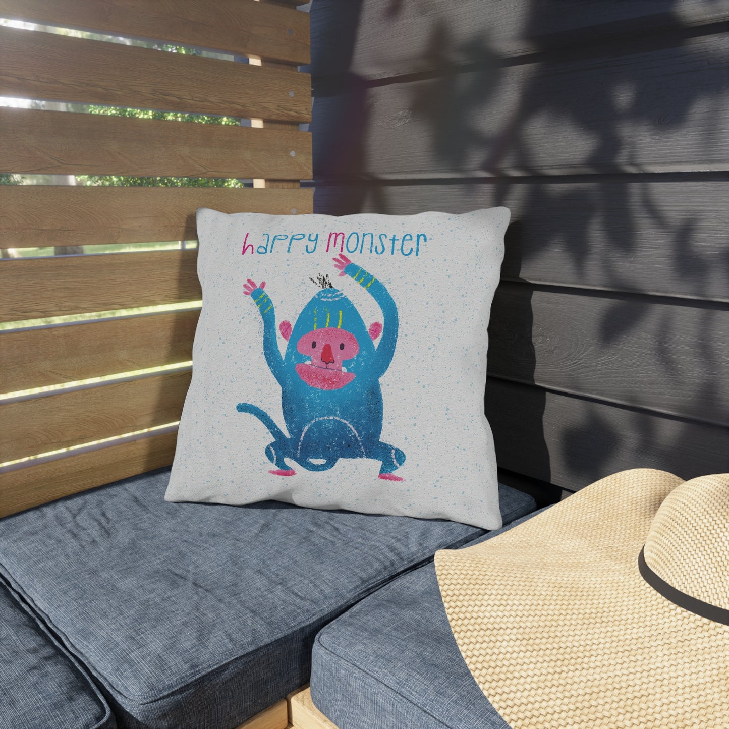 Double-Sided Outdoor Pillow - Happy Monsters, Happier Days!