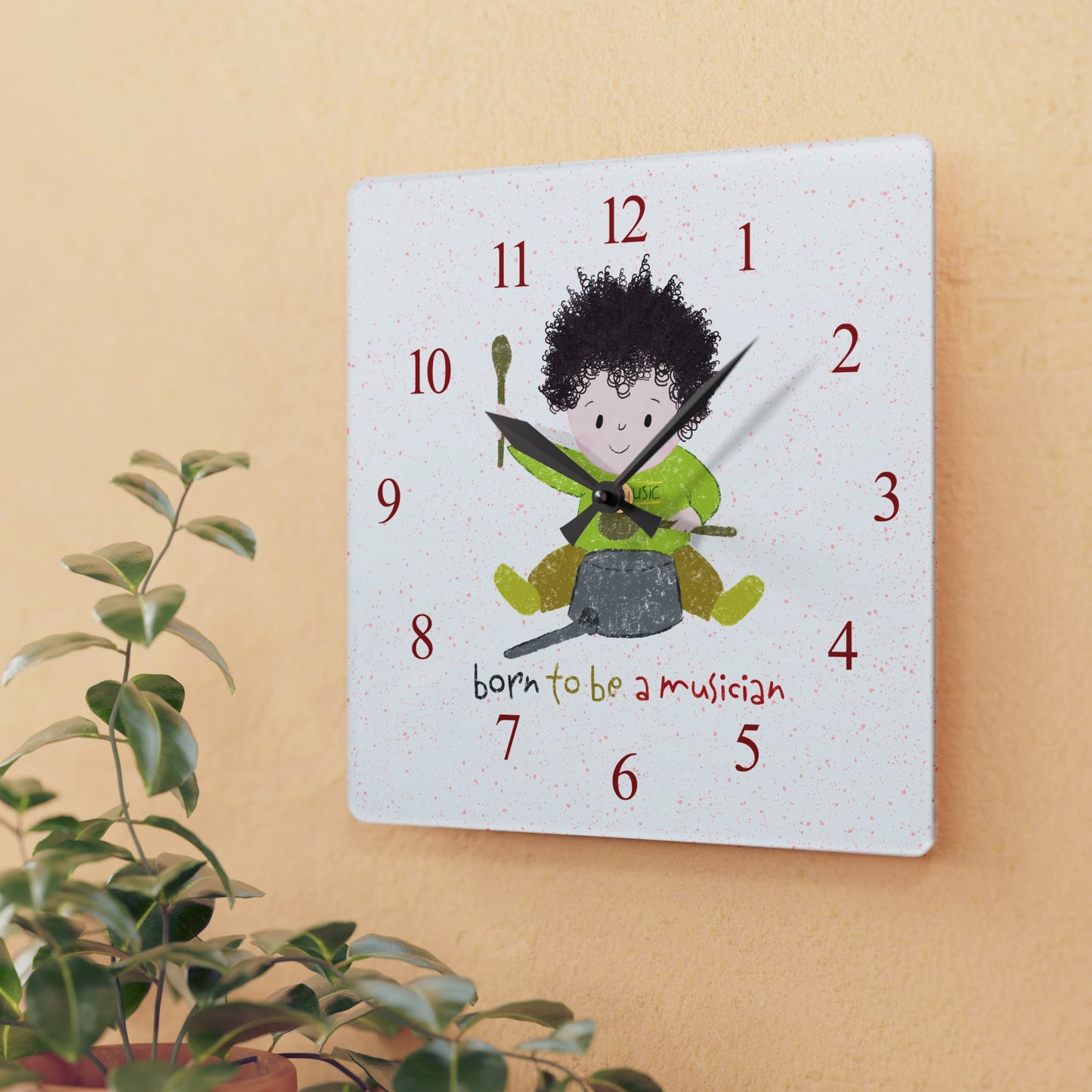 Acrylic Wall Clock - Tick-Tock, Drum O'Clock!