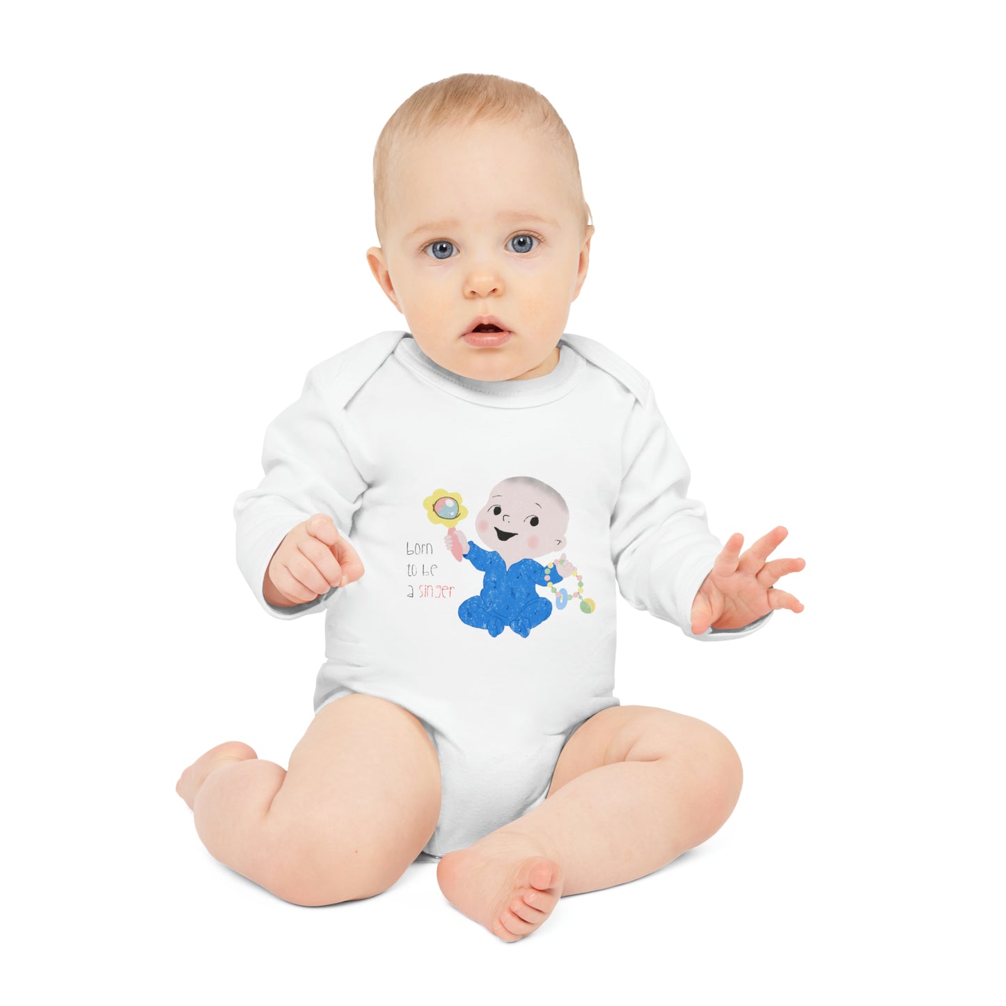 BORN TO BE A SINGER - Baby Long-Sleeve Organic Bodysuit