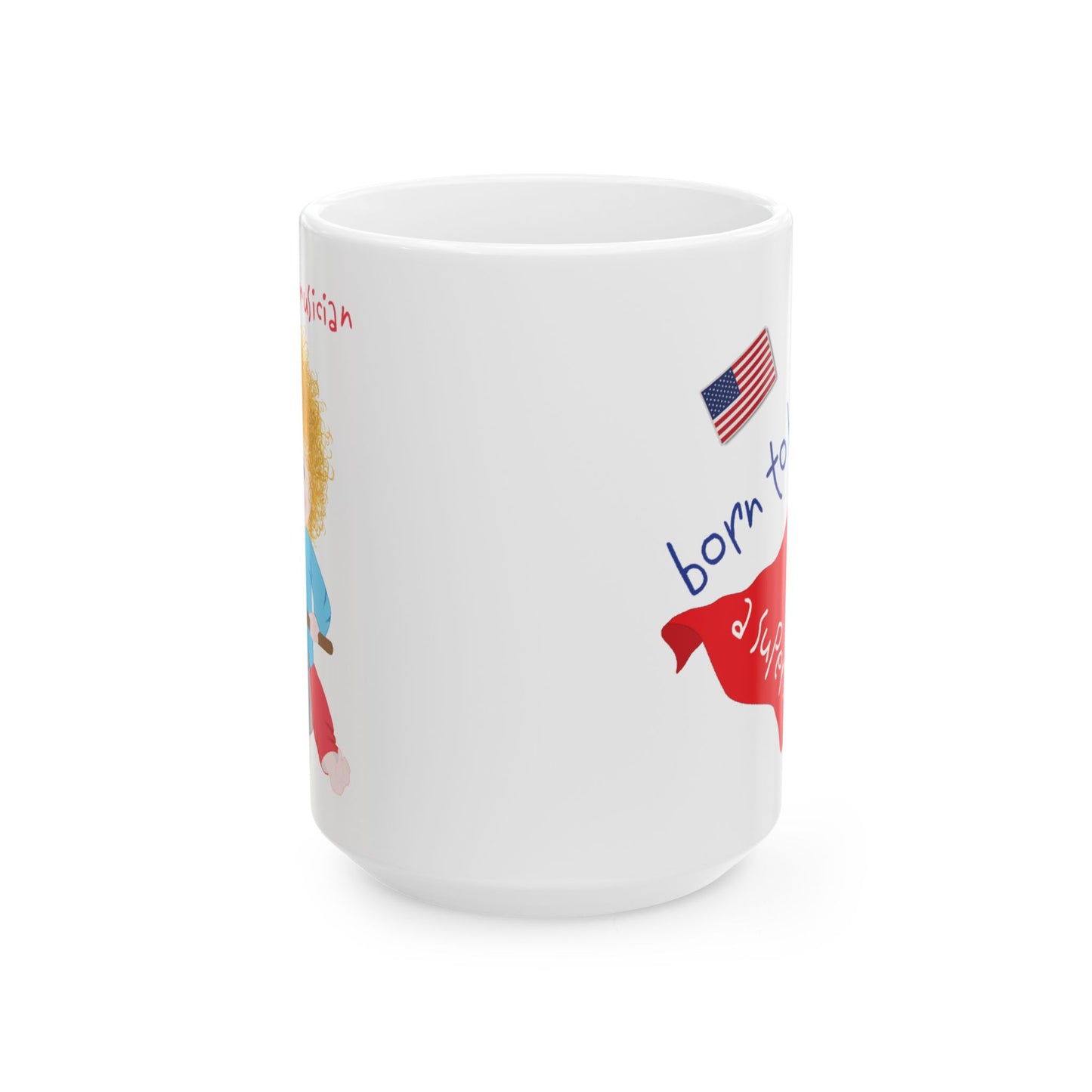 Funny Baby Coffee Mug – Superman Baby (Blonde), 11oz & 15oz