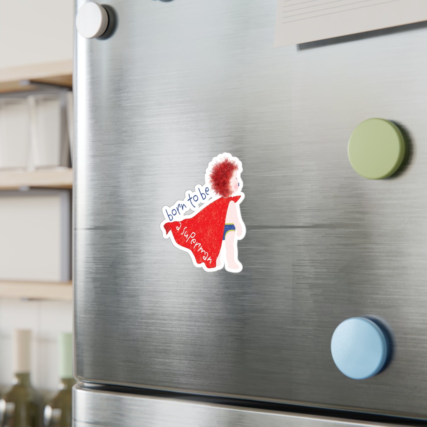 Funny Redhead Superhero Vinyl Wall Decal – Born to Be a Superman | Nursery Wall Sticker for Ginger Baby Rooms