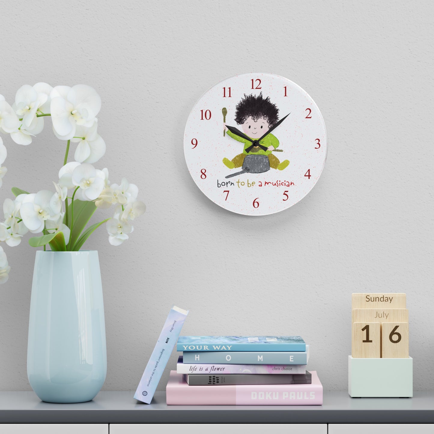 Acrylic Wall Clock - Tick-Tock, Drum O'Clock!