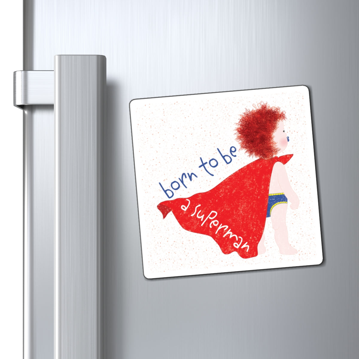 Funny Redhead Superhero Fridge Magnet – Born to Be a Superman | Hilarious Baby Shower Gift for Ginger Parents