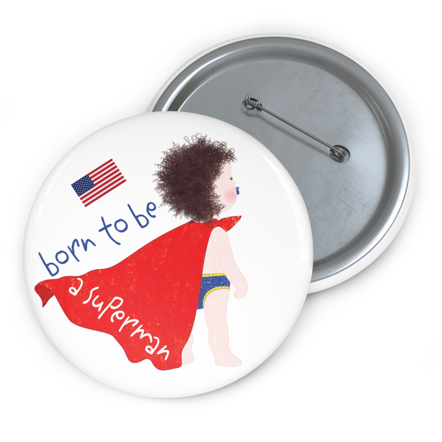 Funny Baby Superhero Pin Button – Born to Be a Superman | Baby Shower Gift & Playful Accessory for Parents