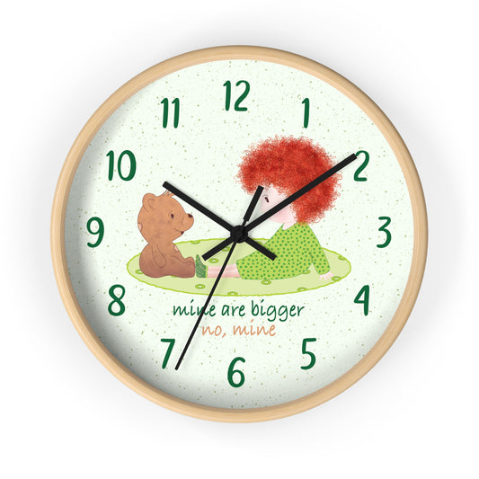 Cute Nursery Wall Clock – Redhead Baby & Teddy’s Showdown | Funny Baby Shower Gift USA