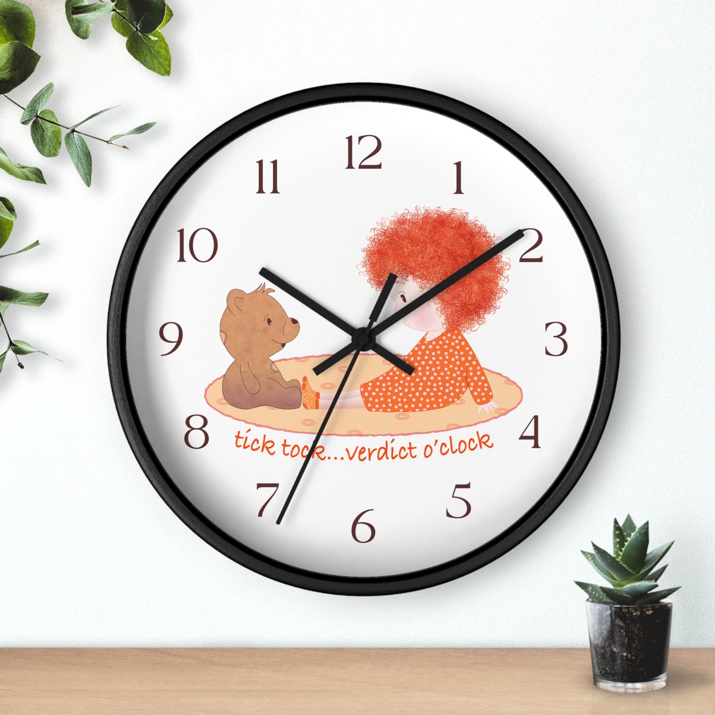 Funny Baby Wooden Wall Clock – Mine Are Bigger (Redhead)