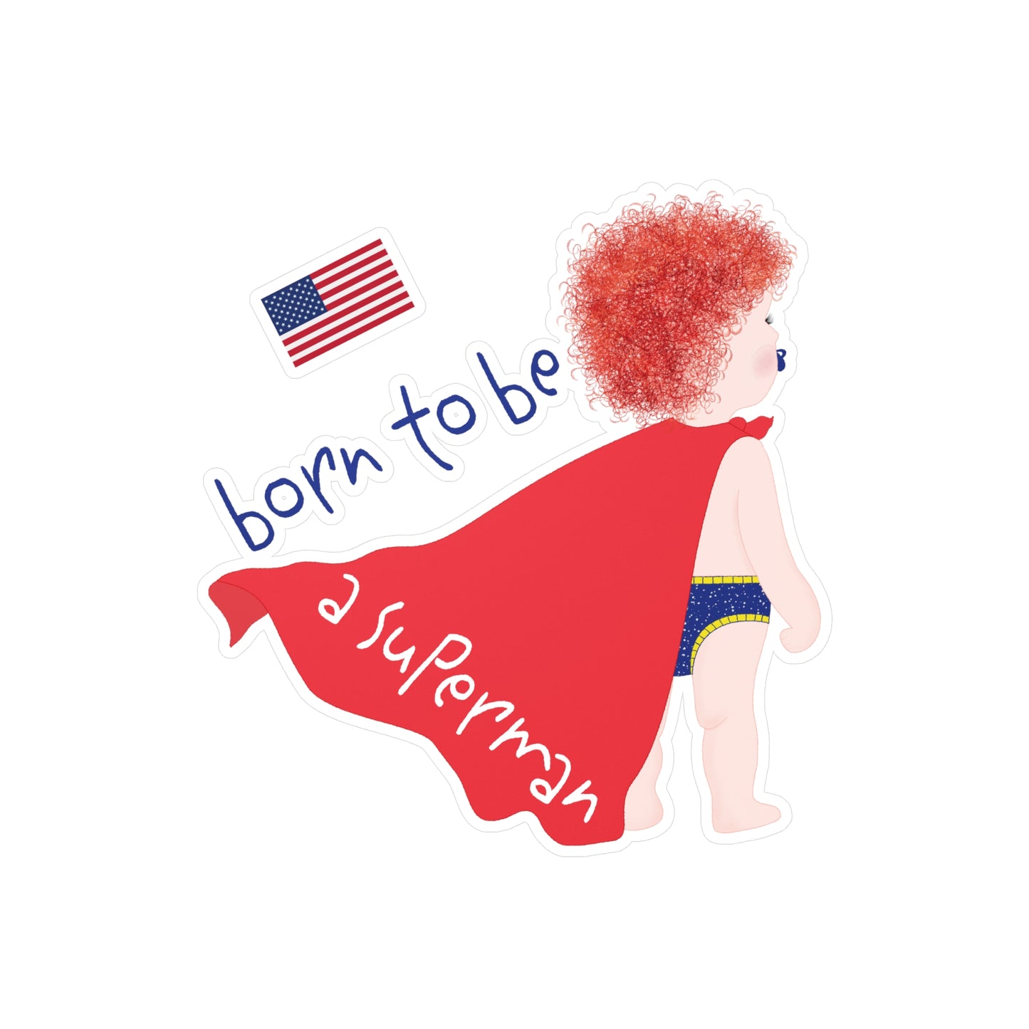 Funny Redhead Superman Wall Decal – Nursery Vinyl Decor | Baby Boy Room Gift USA