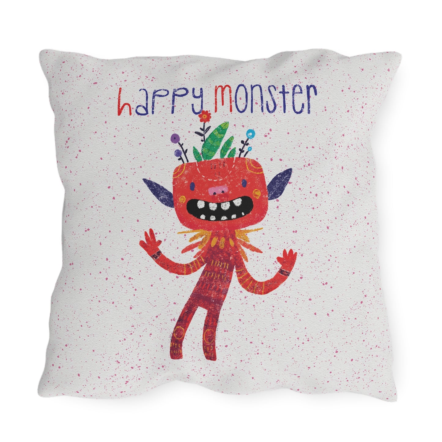 Double-Sided Outdoor Pillow - Happy Monsters, Happier Days!