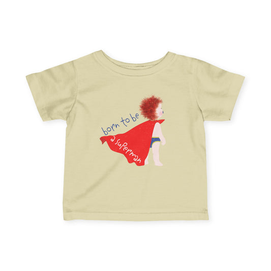 Funny Redhead Superhero Baby Tee – Neutral Color Shirt for Boys | Unique Baby Gift for Superhero-Loving Families
