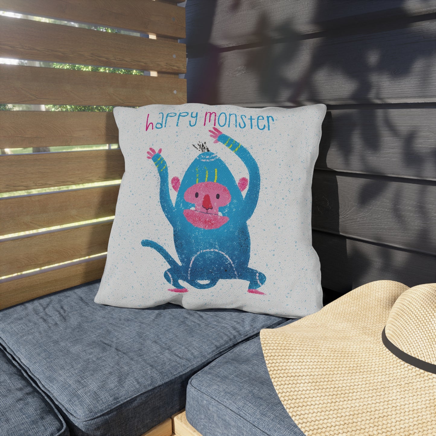 Double-Sided Outdoor Pillow - Happy Monsters, Happier Days!