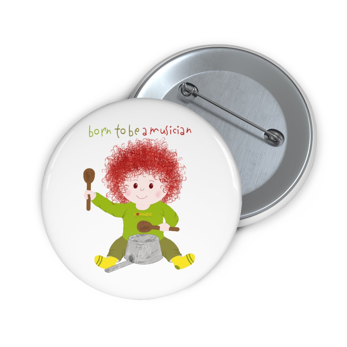 Humorous Pin Button - Musical Genius in Diapers!