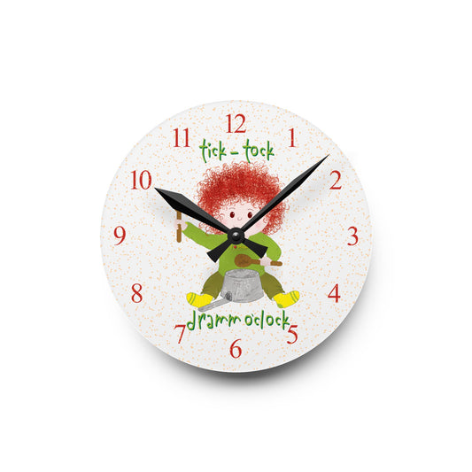 Funny Kids Wall Clock – Redhead Drummer Baby Silent Nursery Clock by Kidlic