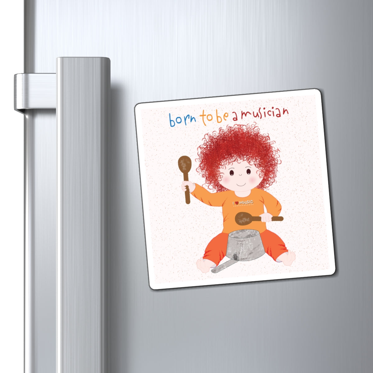Funny Musician Baby Fridge Magnet (Redhead) | Kitchen Decor USA