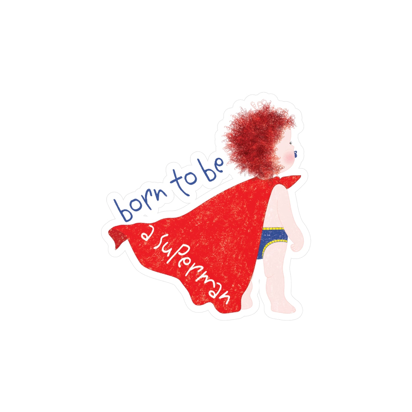 Funny Redhead Superhero Vinyl Wall Decal – Born to Be a Superman | Nursery Wall Sticker for Ginger Baby Rooms