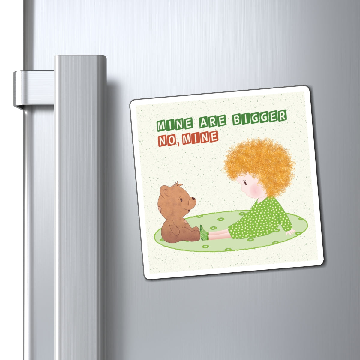Funny Baby Fridge Magnet – Mine Are Bigger (Blonde) | Kitchen Decor USA