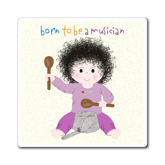 Funny Musician Baby Fridge Magnet (Dark-Haired) | Kitchen Decor USA