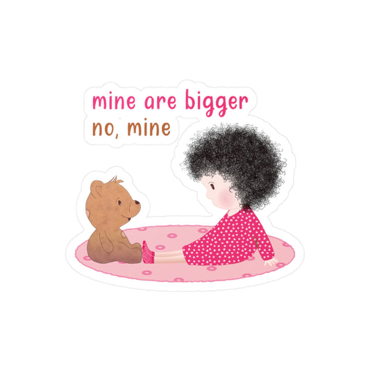 Funny Baby Vinyl Wall Decal – Mine Are Bigger (Dark-Haired) | Nursery Wall Decor USA
