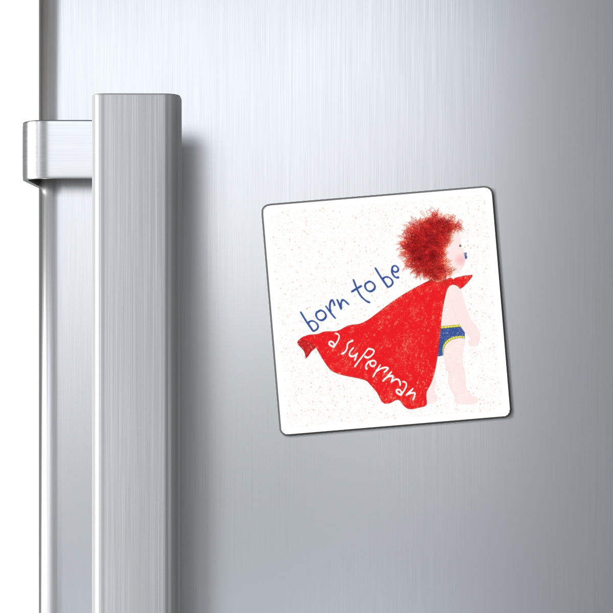 Funny Redhead Superhero Fridge Magnet – Born to Be a Superman | Hilarious Baby Shower Gift for Ginger Parents