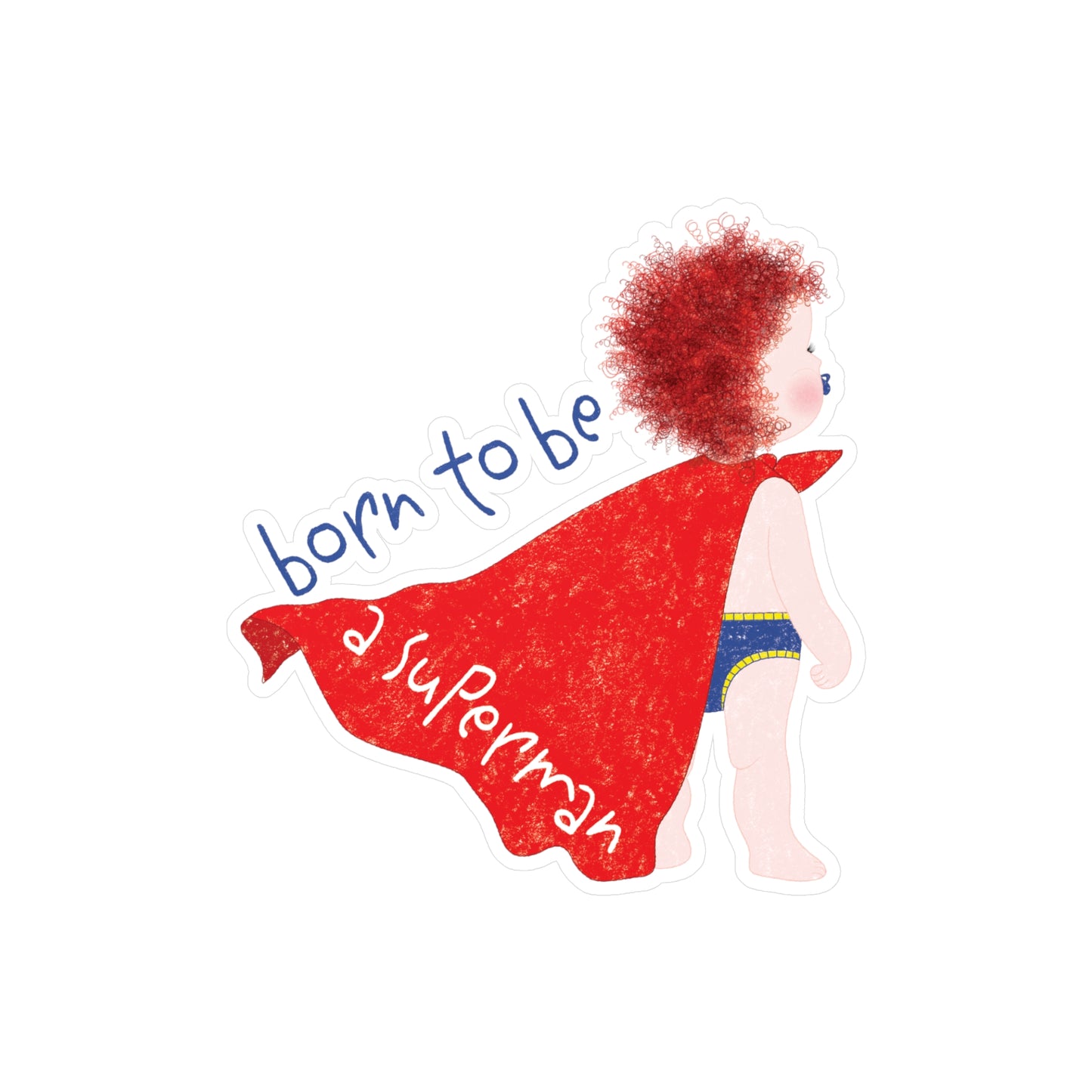 Funny Redhead Superhero Vinyl Wall Decal – Born to Be a Superman | Nursery Wall Sticker for Ginger Baby Rooms