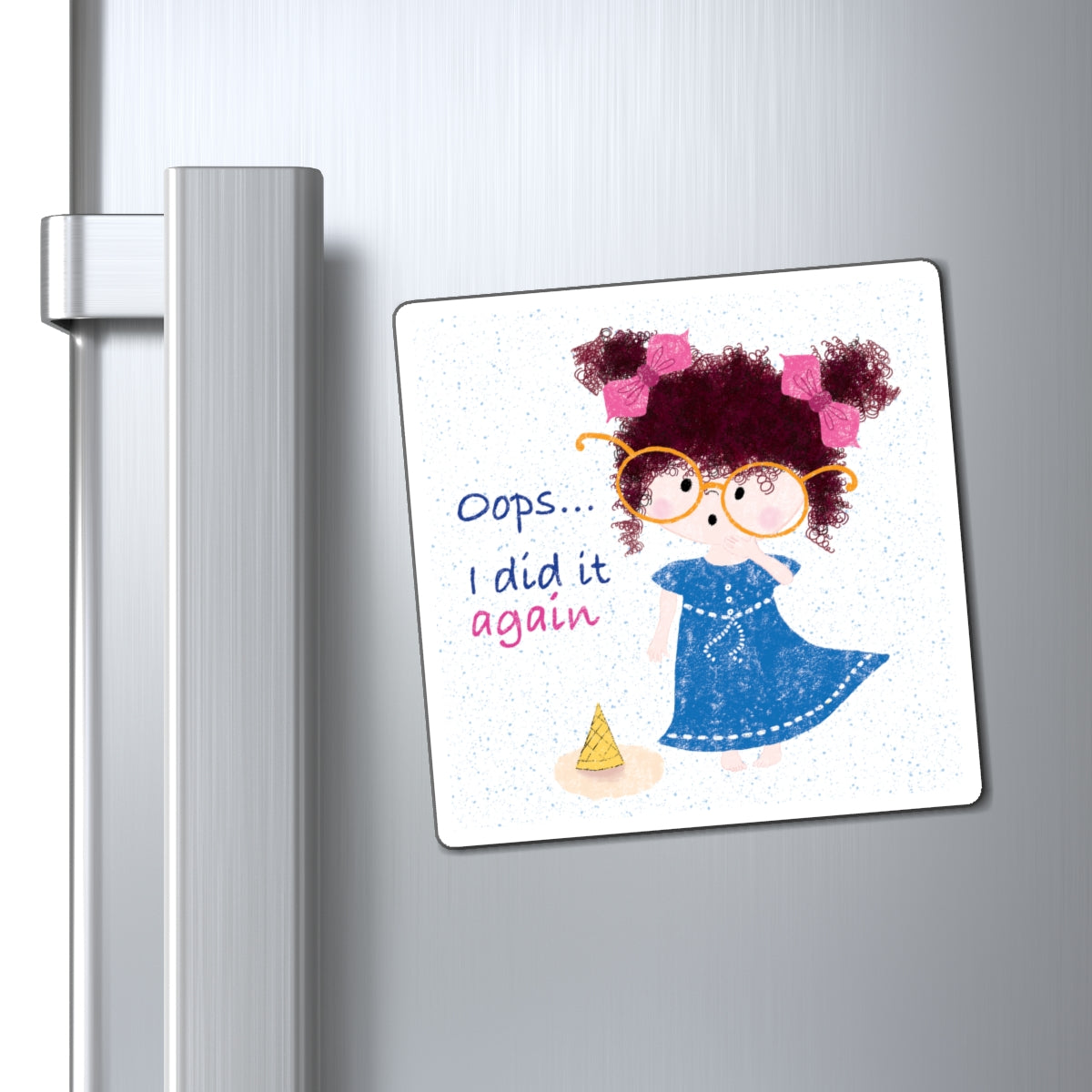 Charming Fridge Magnet - Ice Cream Down, Smiles Up!