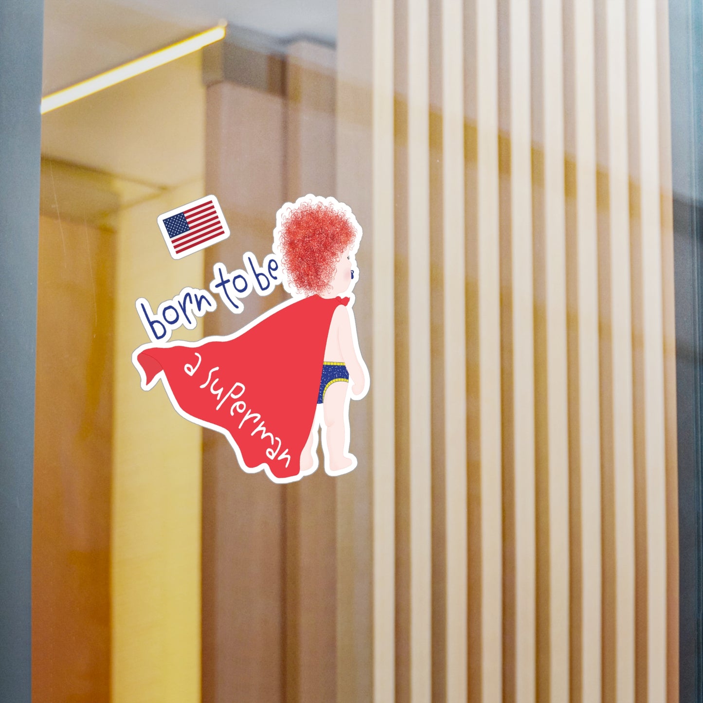 Funny Redhead Superman Wall Decal – Nursery Vinyl Decor | Baby Boy Room Gift USA