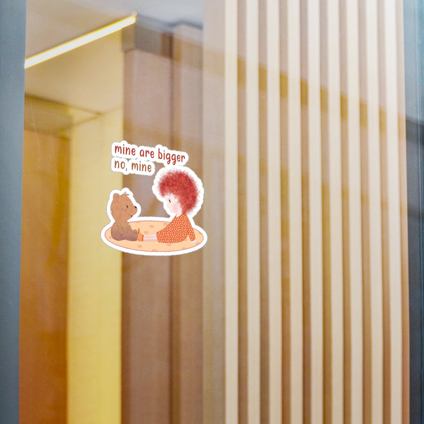 Funny Baby Vinyl Wall Decal – Mine Are Bigger (Dark-Haired) | Nursery Wall Decor USA