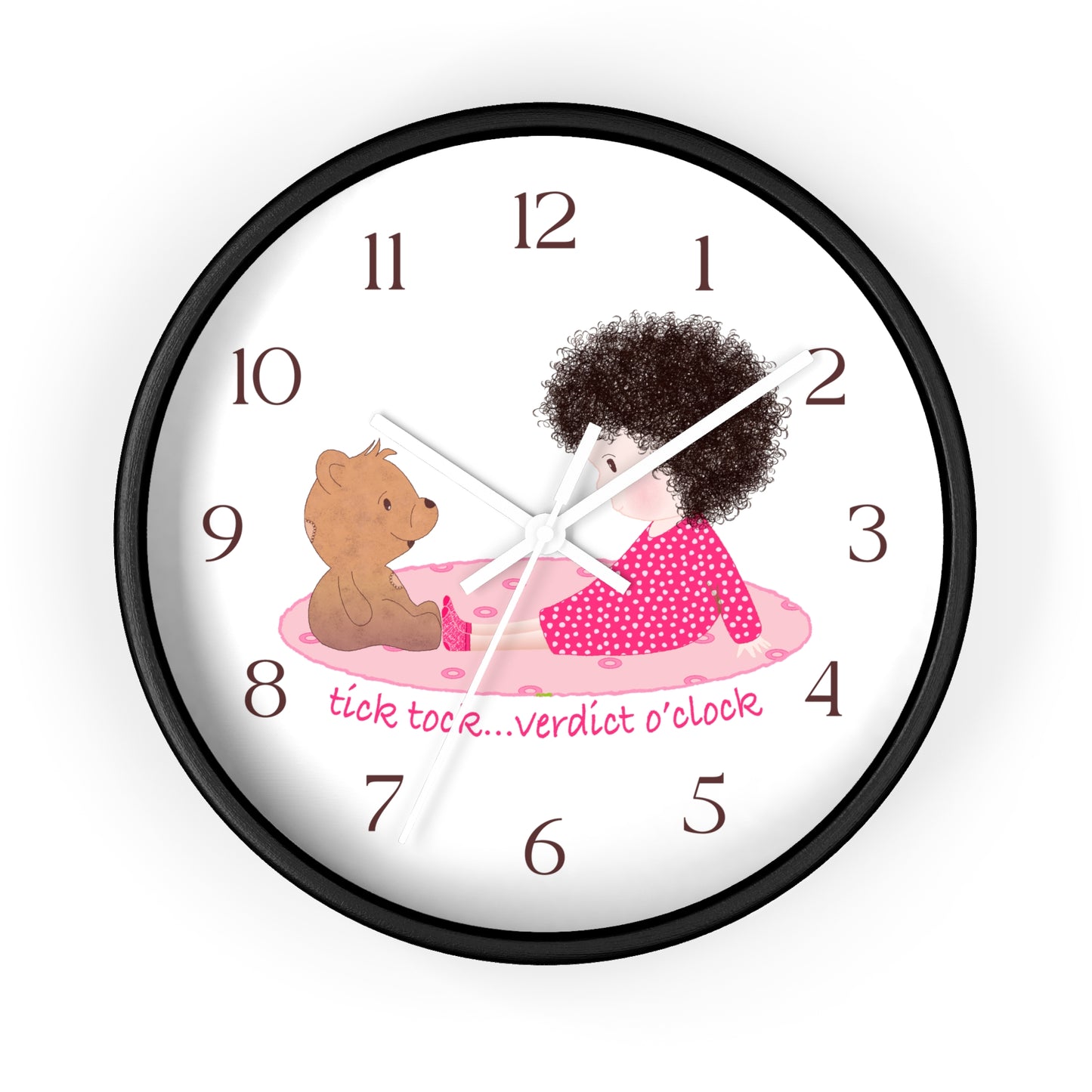 Funny Baby Wooden Wall Clock – Mine Are Bigger (Dark-Haired)
