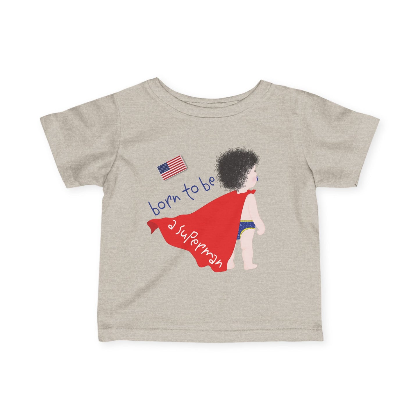 Funny Superman Baby Tee (Dark-Haired)