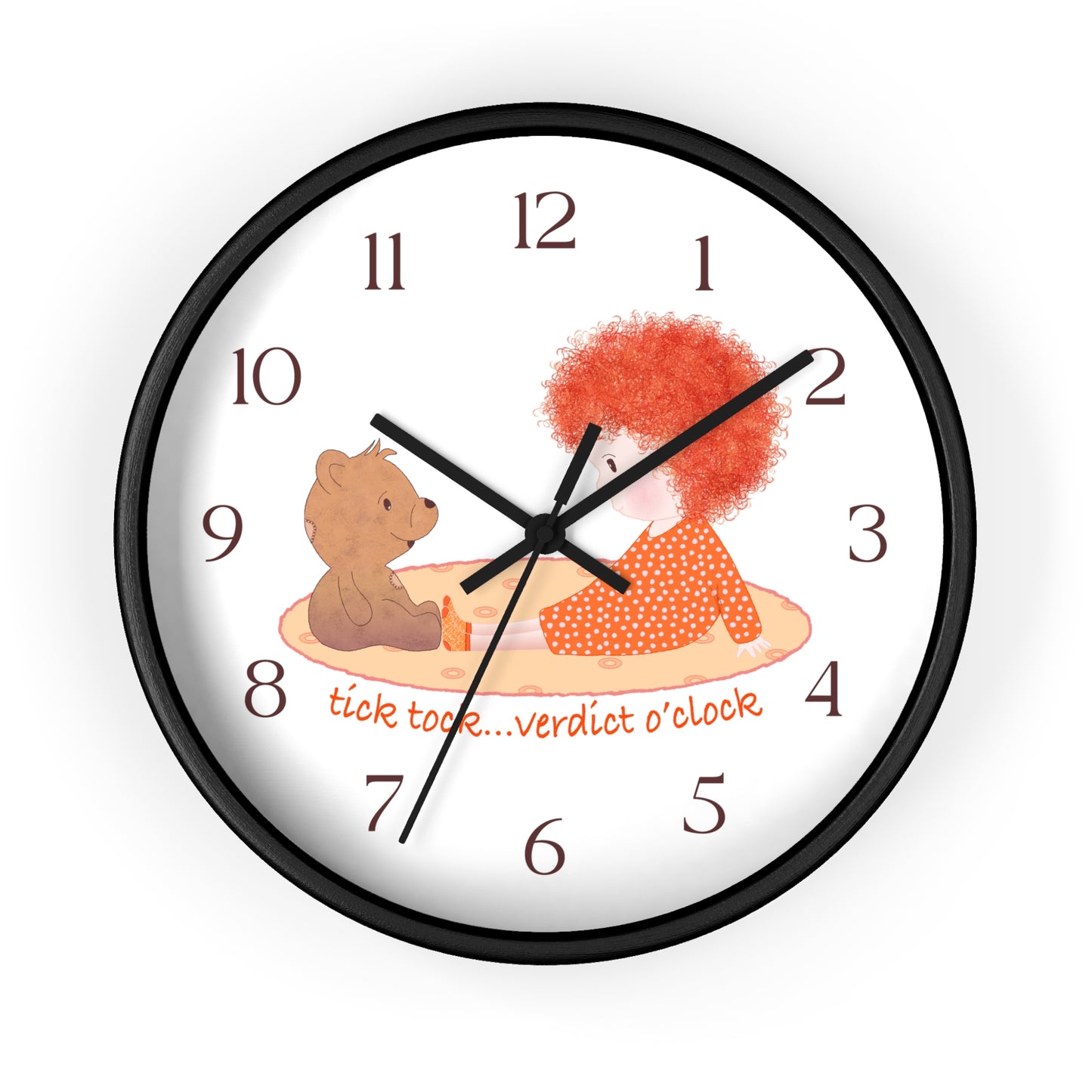 Funny Baby Wooden Wall Clock – Mine Are Bigger (Redhead)