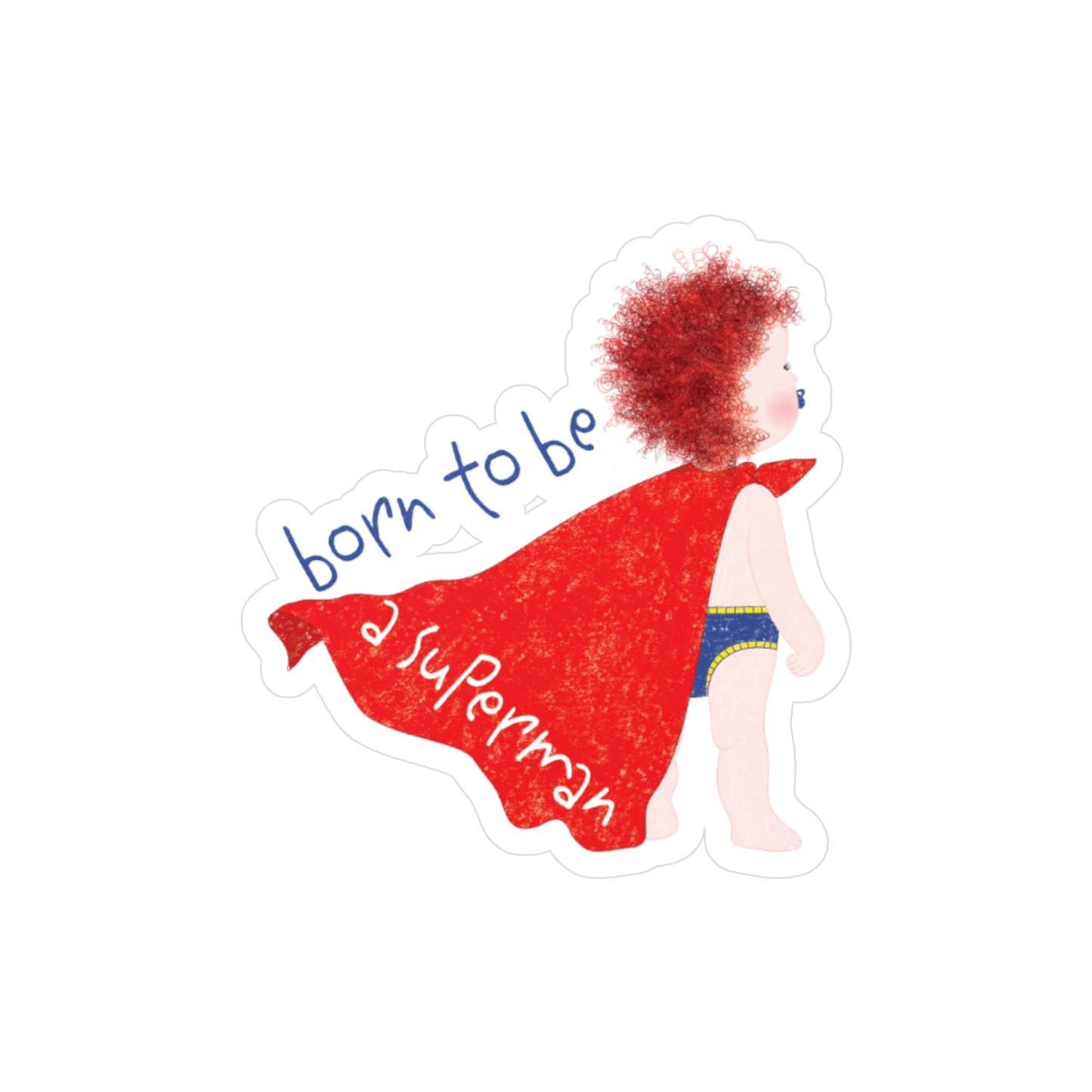 Funny Redhead Superhero Vinyl Wall Decal – Born to Be a Superman | Nursery Wall Sticker for Ginger Baby Rooms
