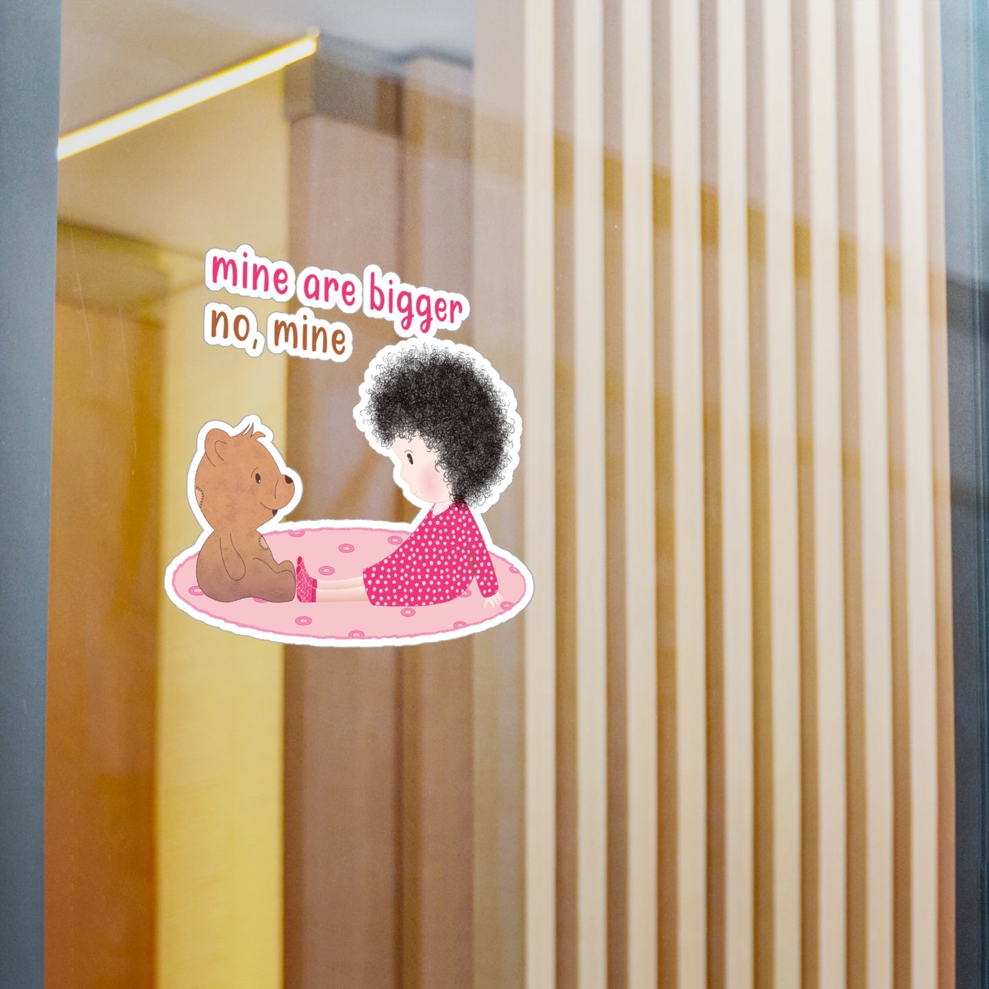 Funny Baby Vinyl Wall Decal – Mine Are Bigger (Dark-Haired) | Nursery Wall Decor USA