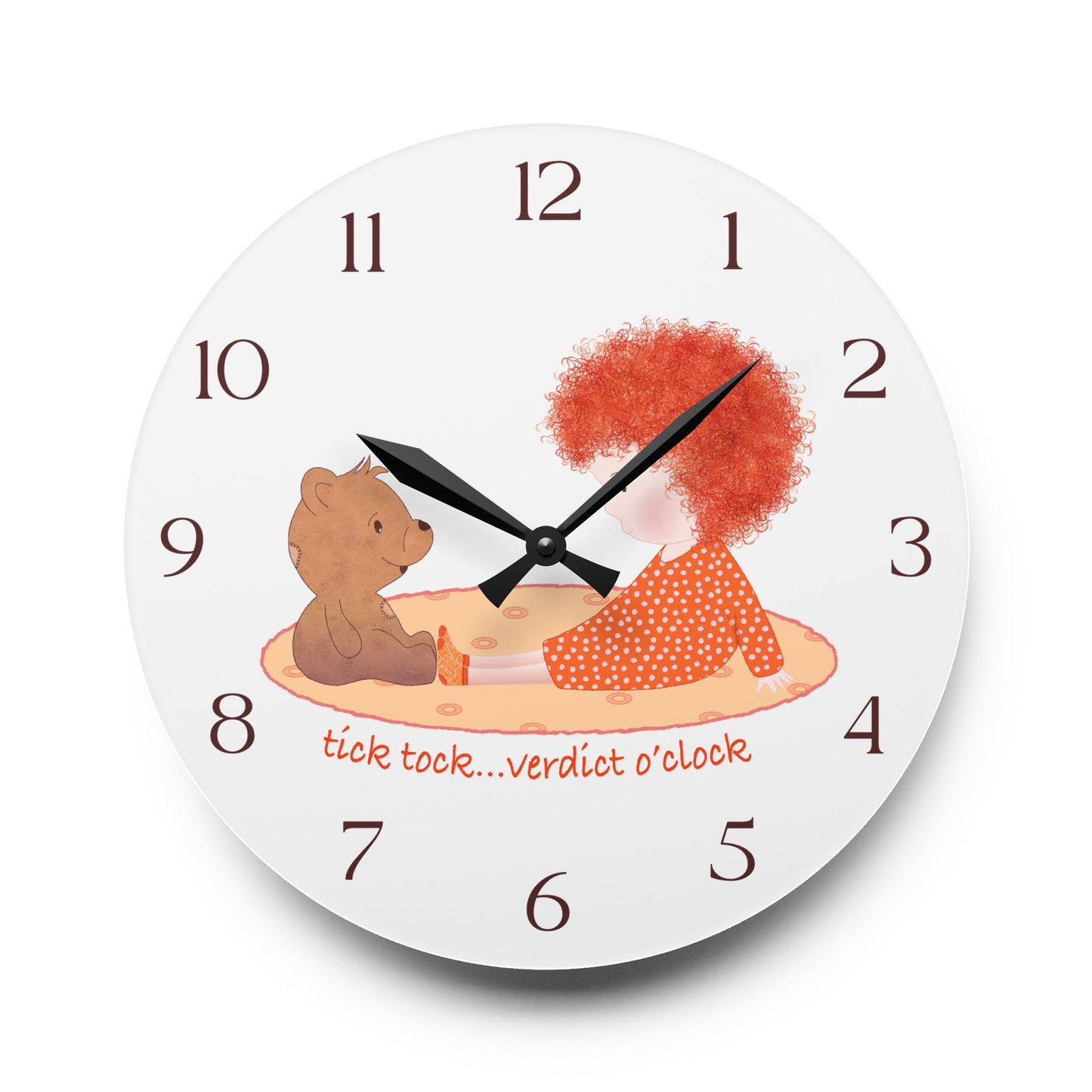 Funny Baby Acrylic Wall Clock – Mine Are Bigger (Redhead)