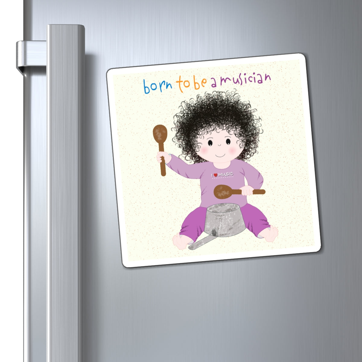 Funny Musician Baby Fridge Magnet (Dark-Haired) | Kitchen Decor USA