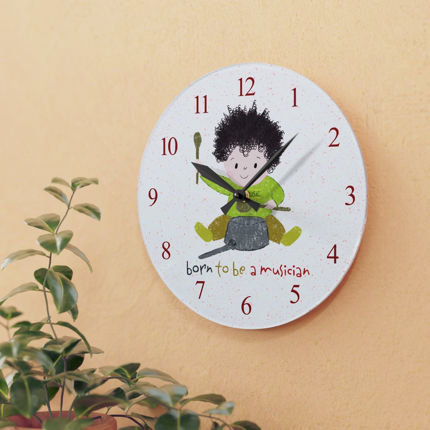 Acrylic Wall Clock - Tick-Tock, Drum O'Clock!