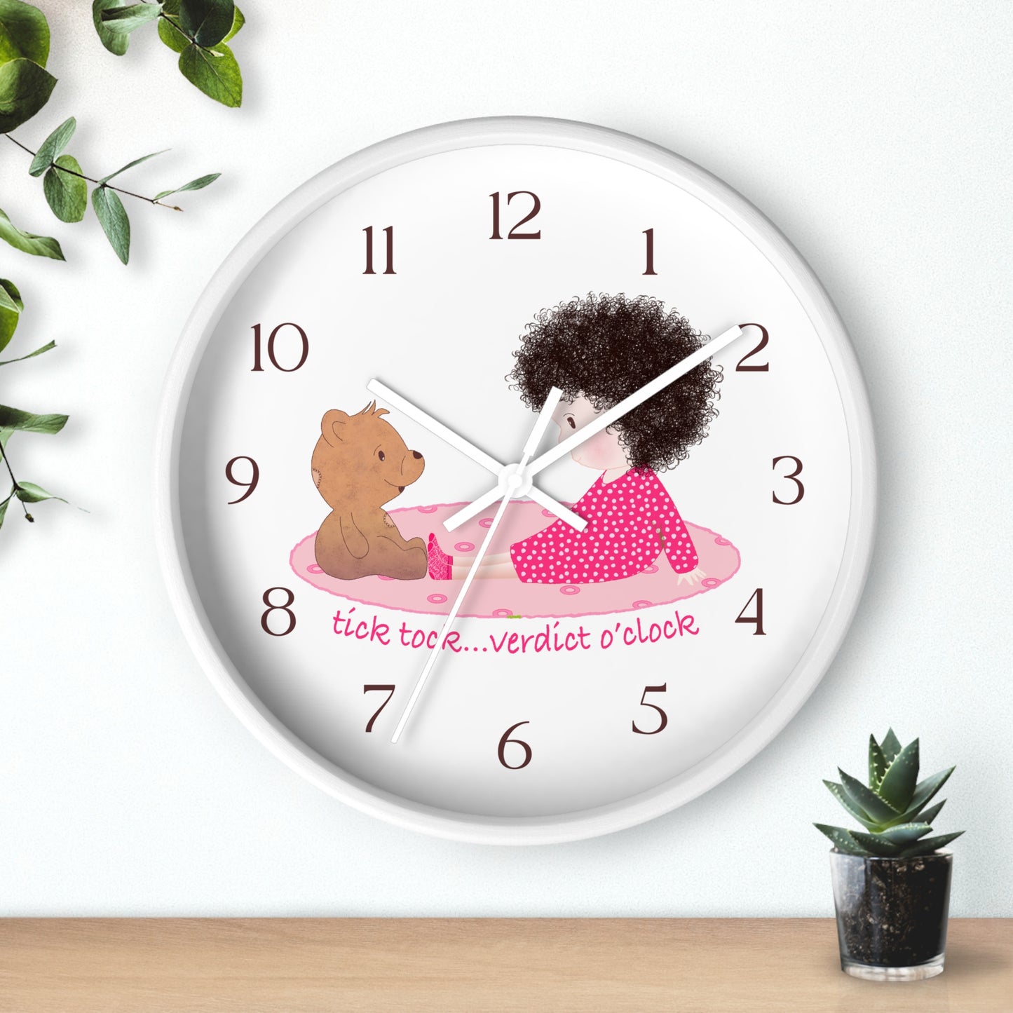 Funny Baby Wooden Wall Clock – Mine Are Bigger (Dark-Haired)