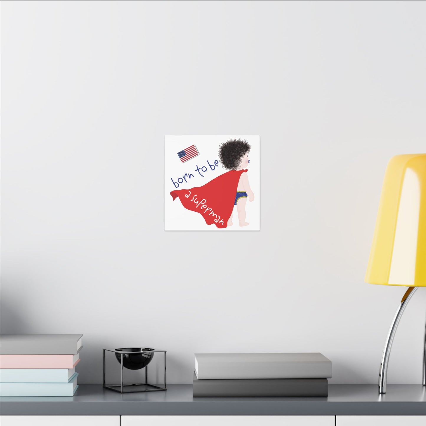 Funny Superhero Nursery Canvas – Born to Be a Superman Wall Art | Baby Room Decor & Gift for New Parents