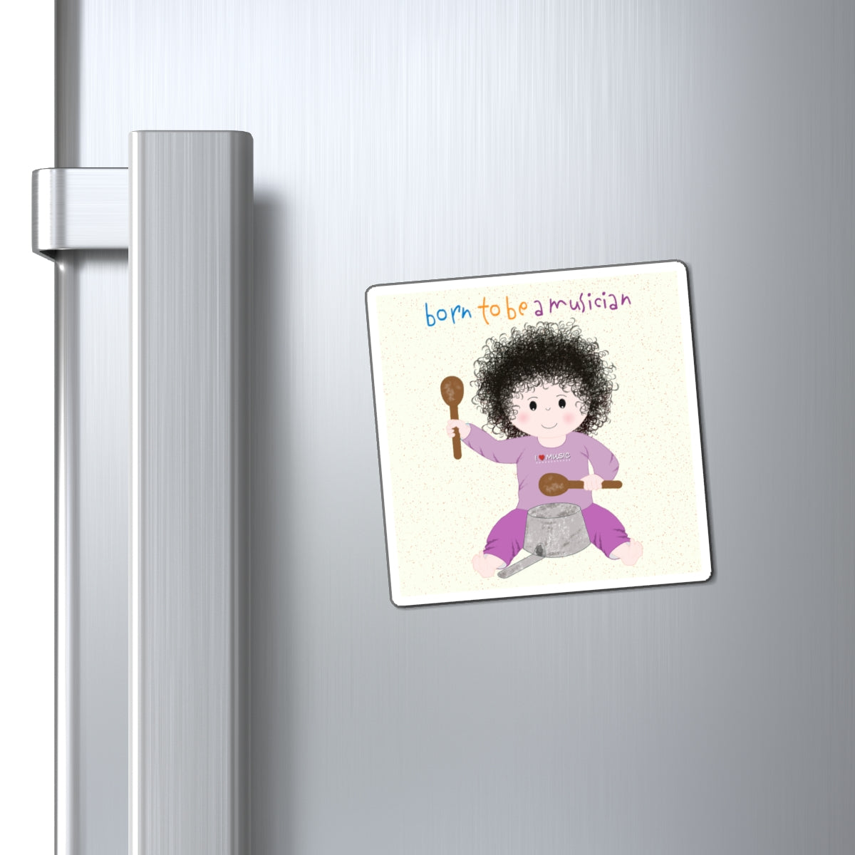 Funny Musician Baby Fridge Magnet (Dark-Haired) | Kitchen Decor USA