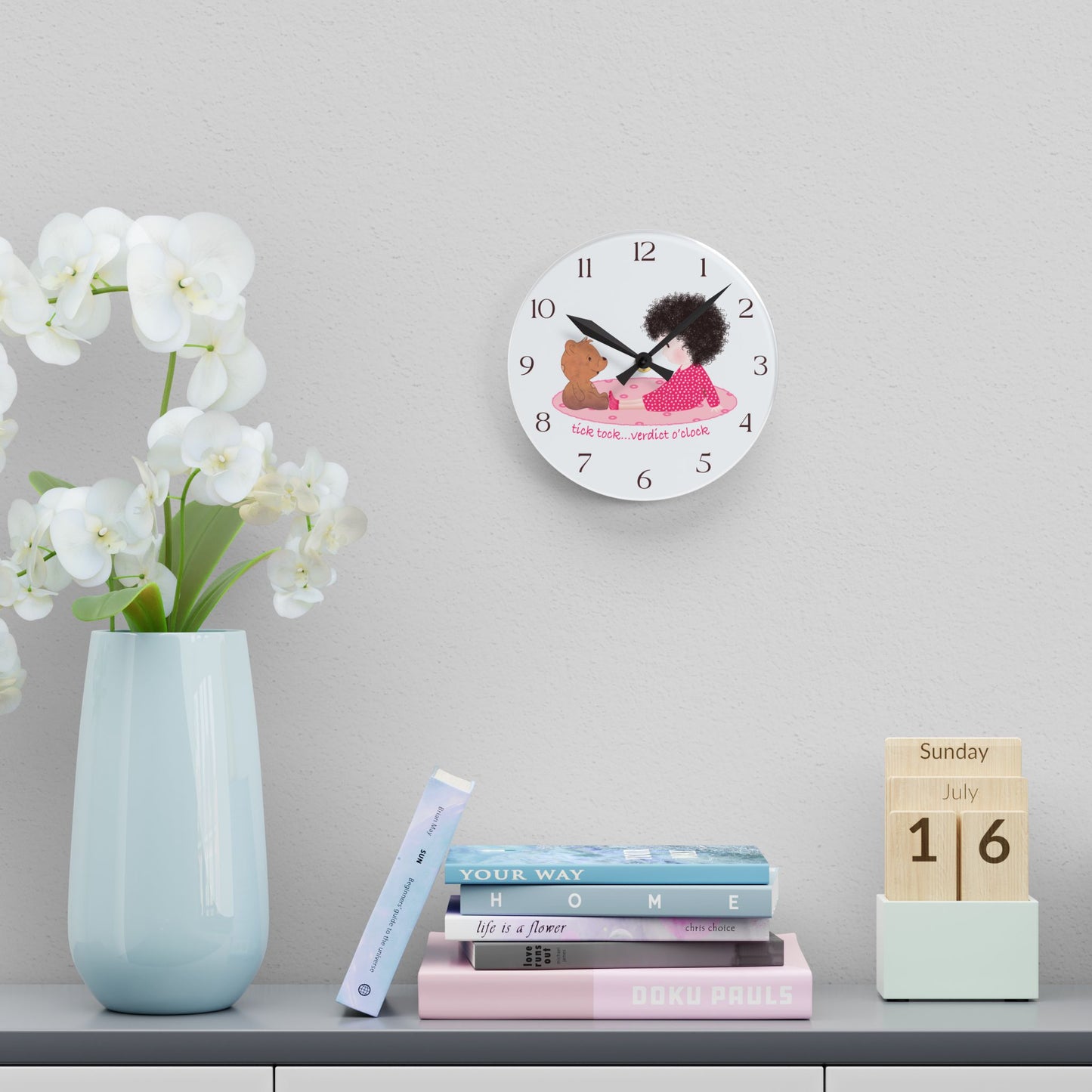 Funny Baby Acrylic Wall Clock – Mine Are Bigger (Dark-Haired)