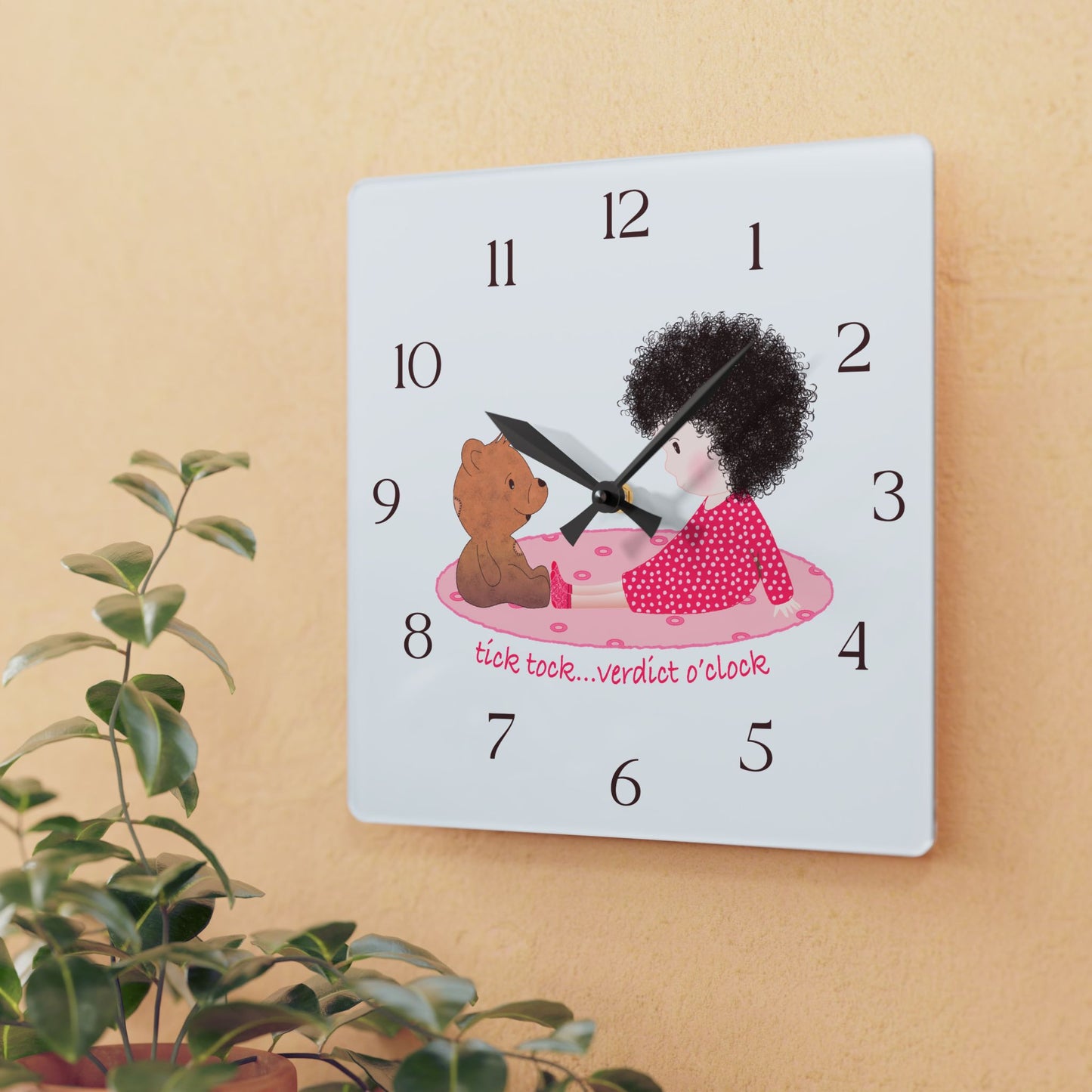 Funny Baby Acrylic Wall Clock – Mine Are Bigger (Dark-Haired)
